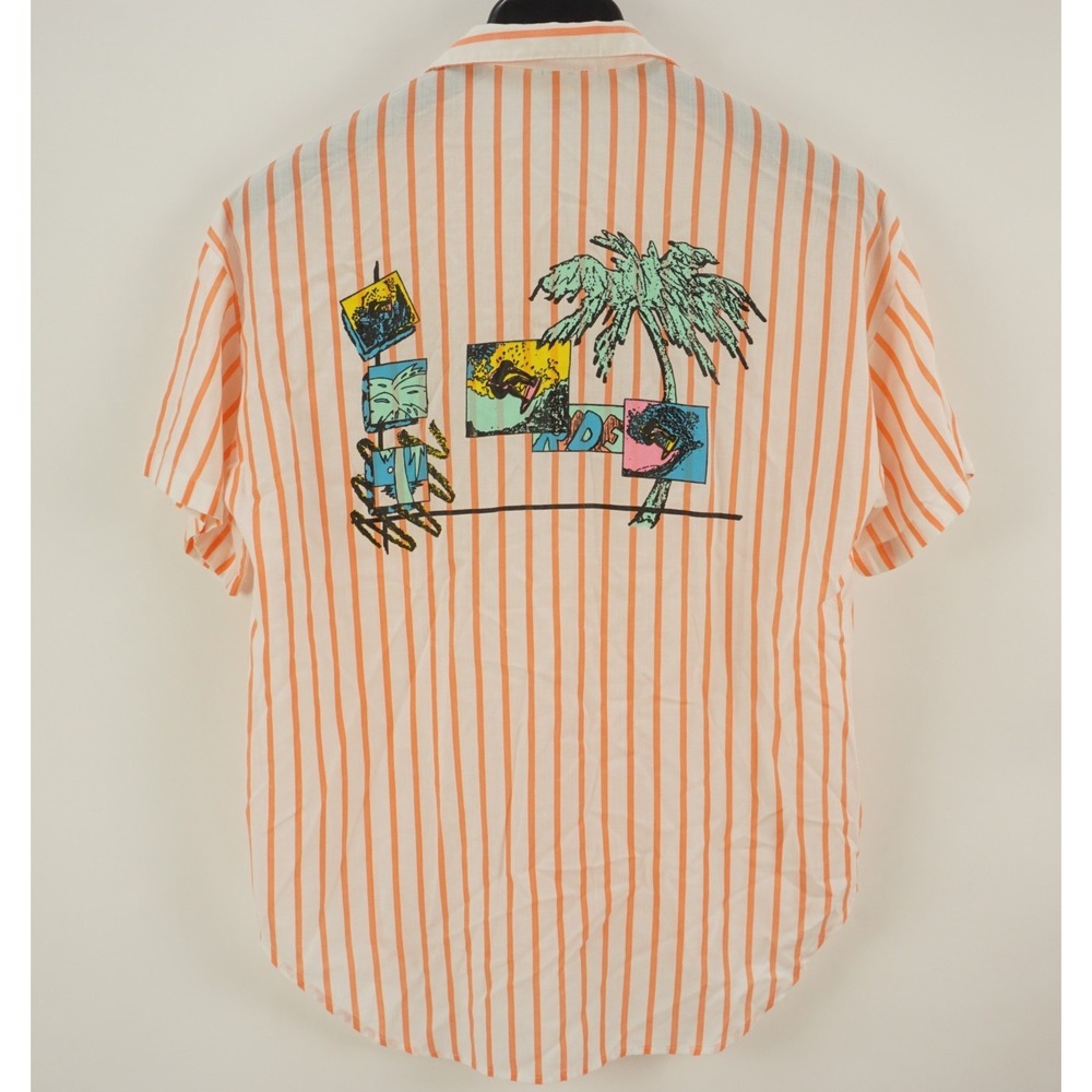 Vintage 1980s Pacific Heat MTV Surf Style Open Collar Camp Shirt Men's Medium